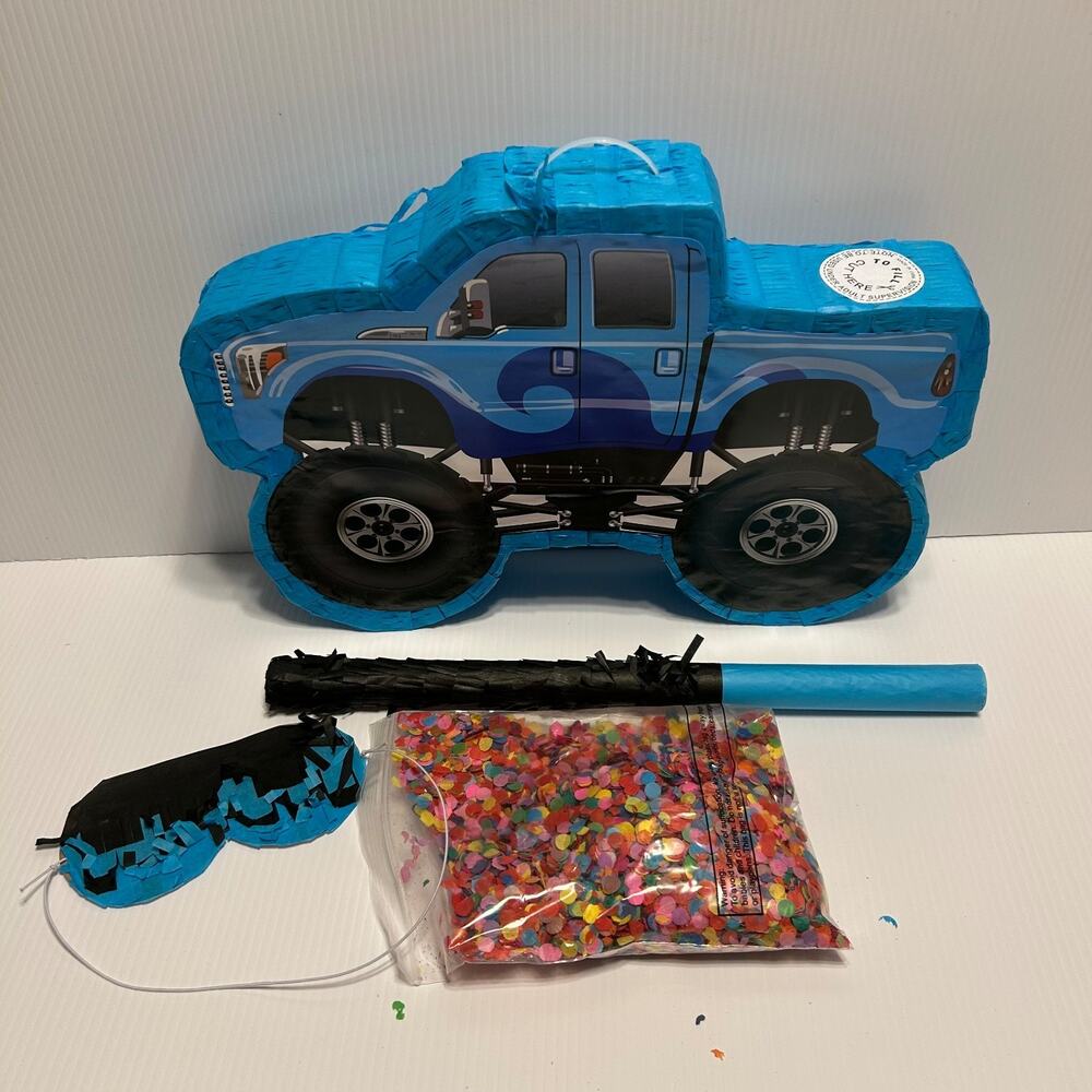 Piñata Pinata Monster Truck Blue Stick Confetti Birthday Party Fiesta 15"x11"